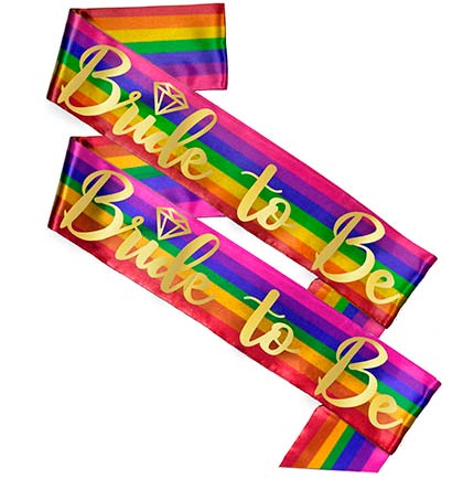 Rainbow Bride To Be Diamond Gold Sash