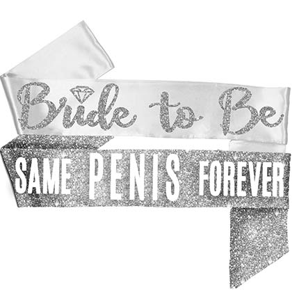 Silver Bride with Diamond White & Sam Pen*s Silver Sparkle Sash - Set of 2