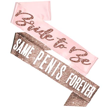 Bride Glam & Sam Pen*s Rose Gold Sash - Set of 2