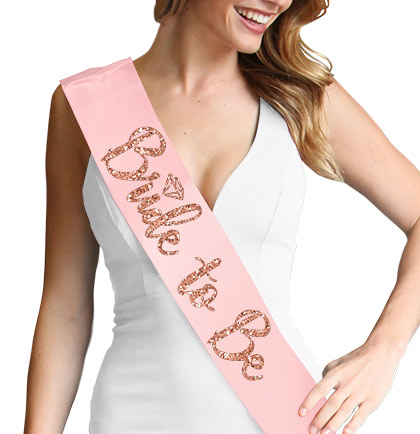 White & Rose Gold Diamond Luxury Bride Rhinestone Headband & Sash Set