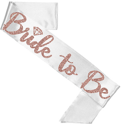 Bride Rose Gold Diamond White & Groom Sporty Black Sash Set