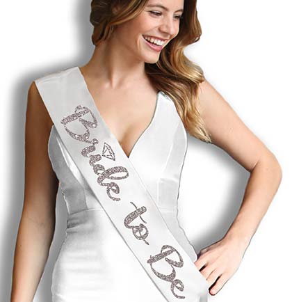 Silver Bride with Diamond White & Sam Pen*s Silver Sparkle Sash - Set of 2