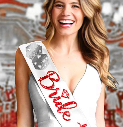 Lucky in Love Bride to Be Red Diamond White Sash