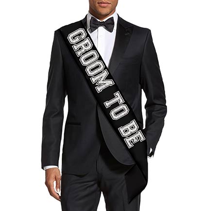 Bride & Groom Sporty White & Black Sash Set