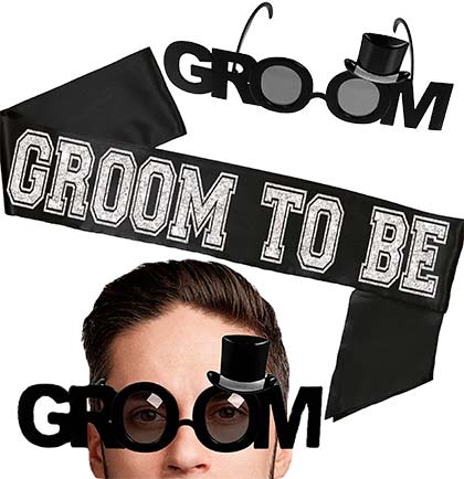 Groom to Be Black Sash & Sunglass Set