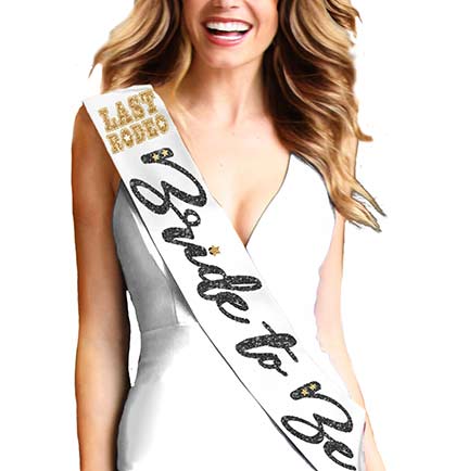 Gold Last Rodeo Bride to Be Black Glam White Sash