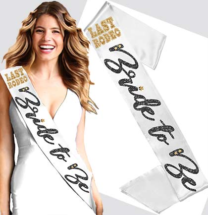 Gold Last Rodeo Bride to Be Black Glam White Sash