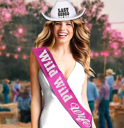 Wild Wild Wife rhinestone magenta satin sash