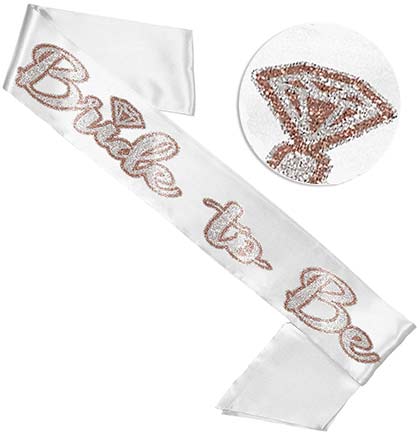 Layered Silver & Blush Bride to Be Diamond White Sash