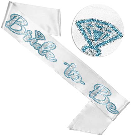 Layered Coastal Blue & Silver Bride to Be Diamond White Sash