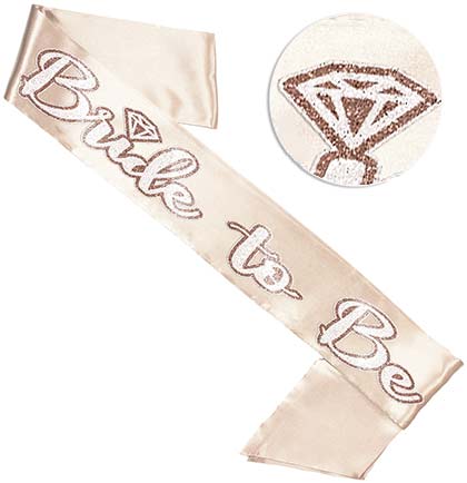 Layered White & Blush Bride to Be Diamond Champagne Sash