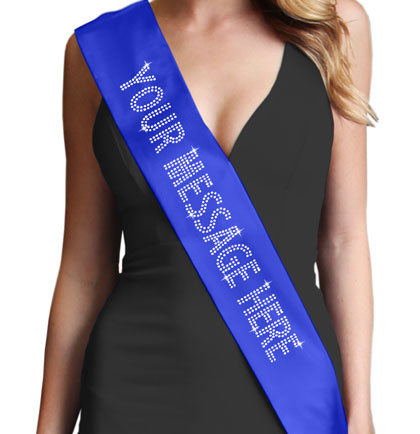 Custom Rhinestone Sash - Small Caps