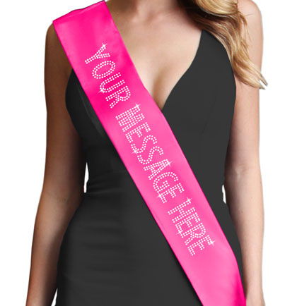 Custom Rhinestone Sash - Small Caps