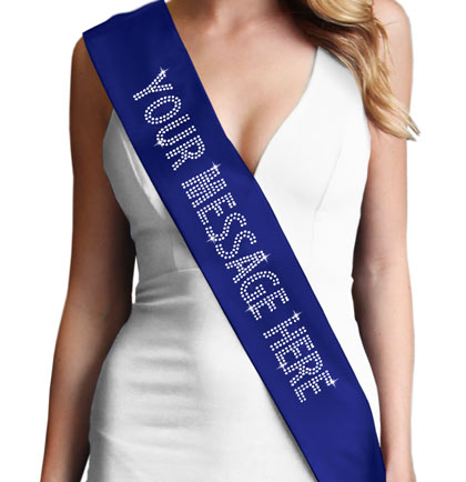 Custom Rhinestone Sash - Small Caps