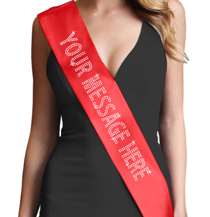 Custom Rhinestone Sash - Small Caps