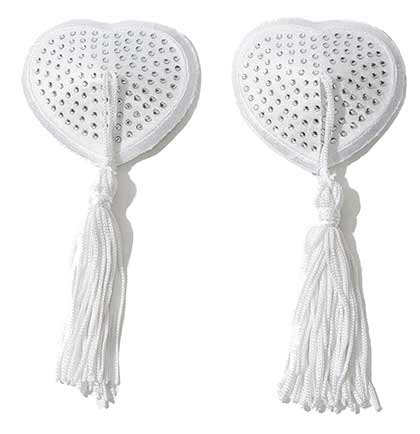 White Heart Shaped Tassel Nipple Covers