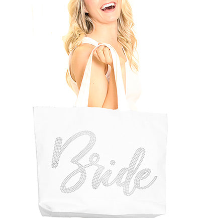 Bride Glam Rhinestone Large Canvas Tote