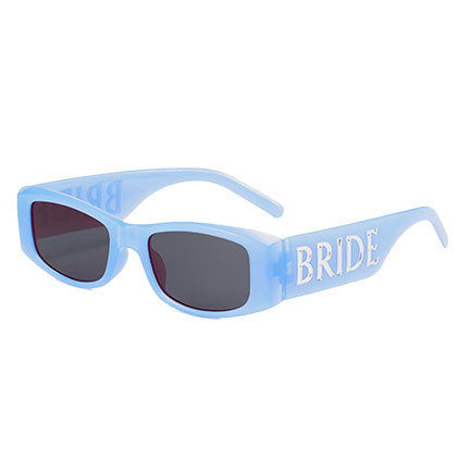 Coastal Blue Bride with Diamond Sash, Sunglass & Veil Set