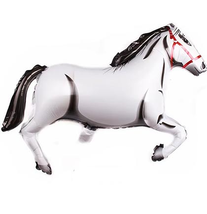 White Pony Shaped Mylar Balloon