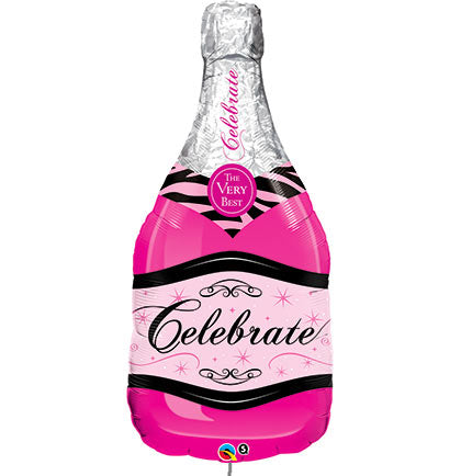 Pink Celebrate Champagne Bottle Mylar Balloon 33"