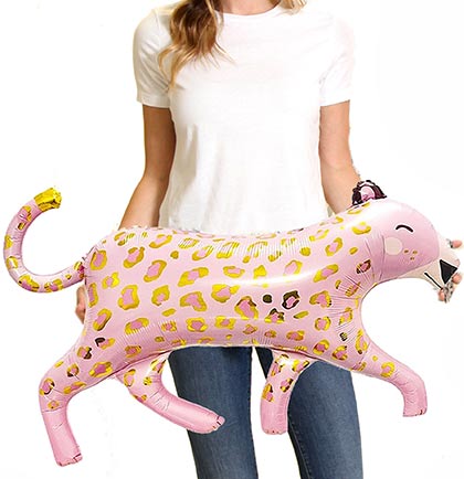 Pink Leopard Shaped Balloon - 30"