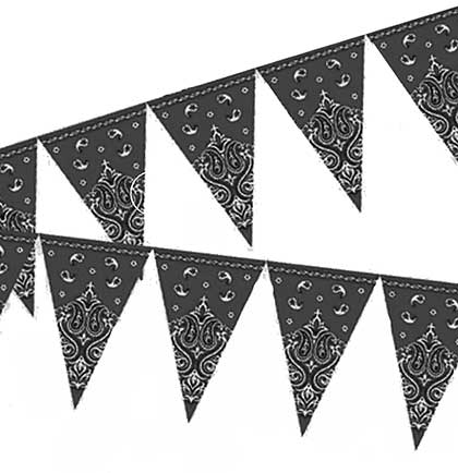 Black Western Bandana Pennant Banner