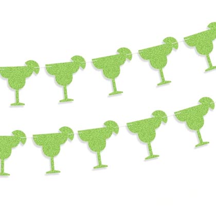 Margarita Glass Shaped Glitter Green Banner - 4ft