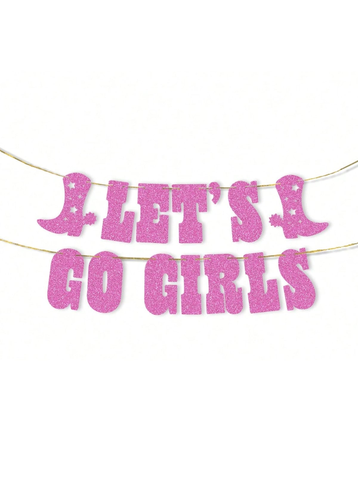 Let's Go Girls Hot Pink Glitter Banner - 6ft