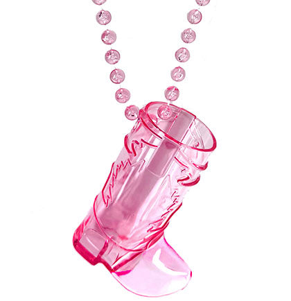 Pink Plastic Western Boot Shaped Shot Glass Necklace