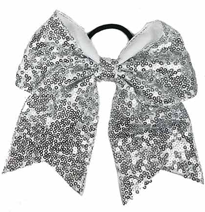 Silver sequin hair bow tie