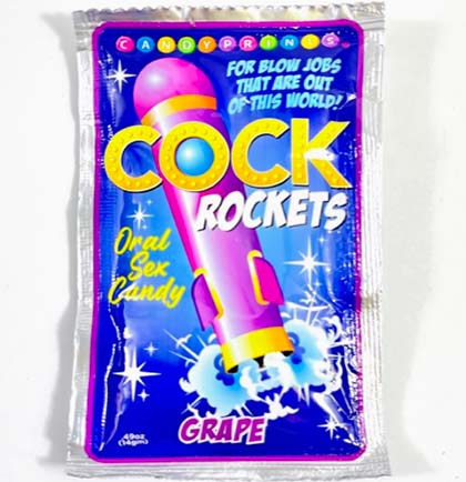 Set of 3 Cock Rocket Oral Sex Candy in Grape, Strawberry and Watermelon.