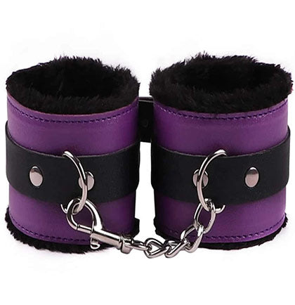 Purple and Black Faux Leather Handcuffs
