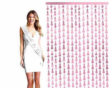 Light Pink Penis Shaped Foil Curtain