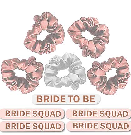 Rose Gold Bride Squad Nail File & Scrunchie Set of 10
