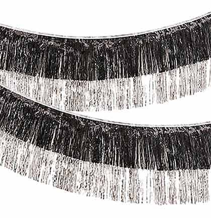Black & Silver Fringe Garland - 6ft