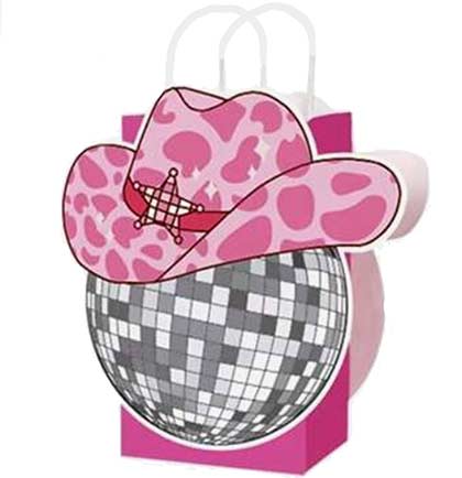 Two Sided Pink Disco Cowgirl Gift Bag