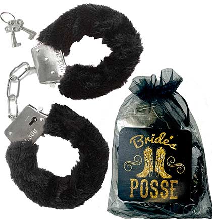 Bride's Posse Fuzzy Handcuff Set - Black