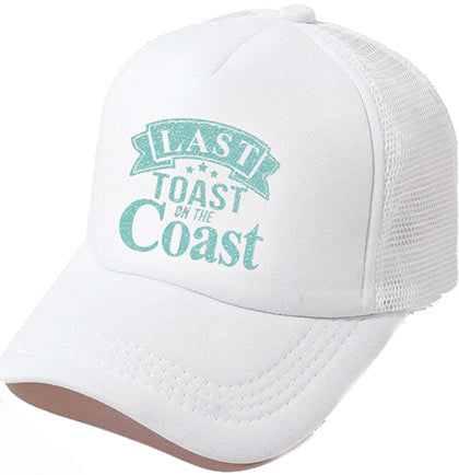 Last Toast Bride to Be Silver Glam White Sash & Trucker Hat - Set of 2