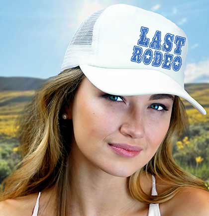 Blue Last Rodeo White Trucker Hat