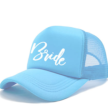 White Bride Blue Trucker Hat
