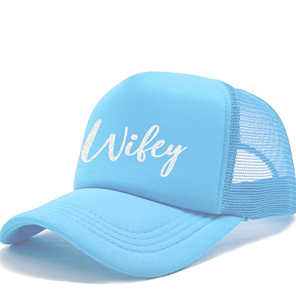 White Glam Bridal Party Blue Hat