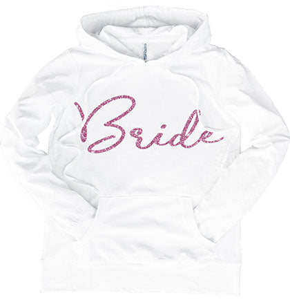 Bride Pink Script White Pullover Hoodie