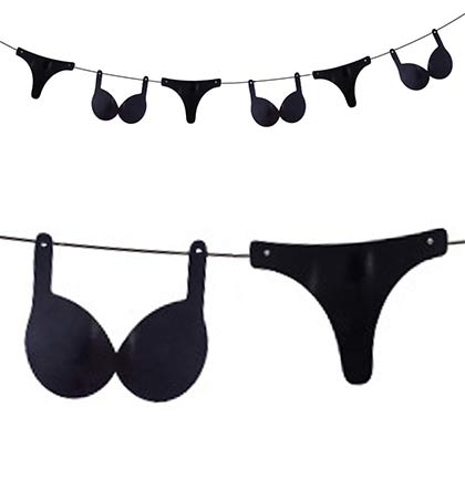 Black Glitter Bra and Panty Banner for a Lingerie Shower decorations