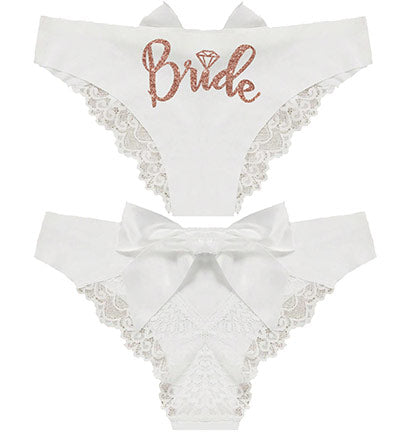 Bride Diamond White Bow Back Panty