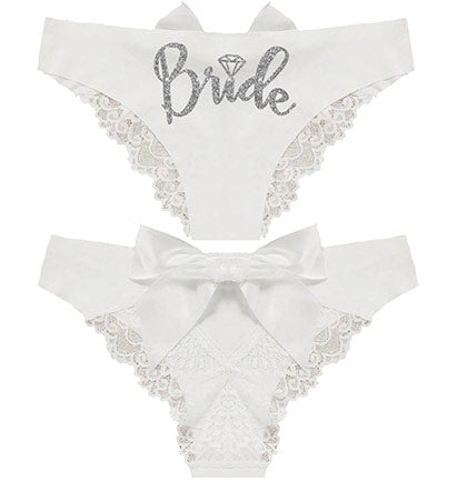 Bride Diamond White Bow Back Panty