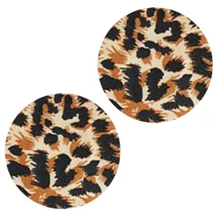 Leopard Print Round Shaped Pasties & Black Fuzzy Handcuff Set