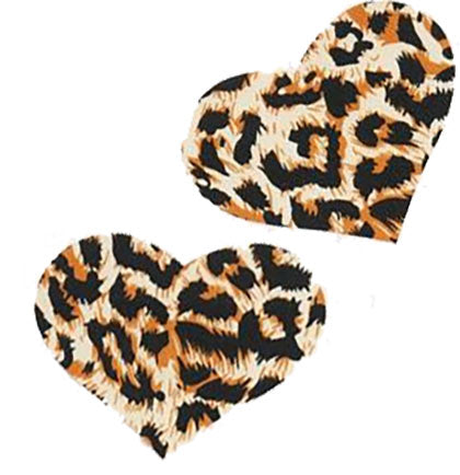 Leopard Print Heart Shaped Pasties & Black Whip Set