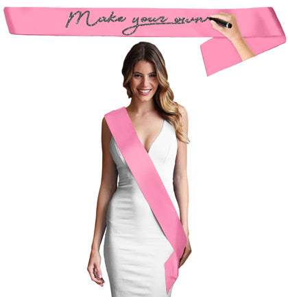 Blank Pink Satin Premium Sash - Set of 3