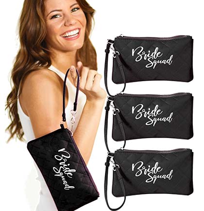 Bride Squad Black Zipper Pouch - Set of 4