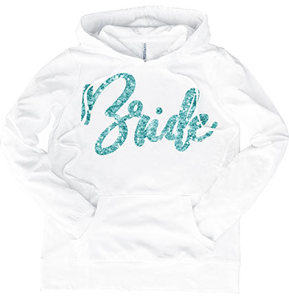 Glam Bride Aqua Pullover White Hoodie